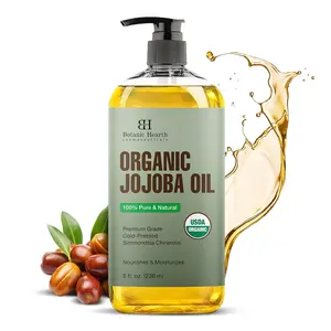 USDA Organic Jojoba Oil 8 Fl Oz |100% Pure and Natural- Cold Pressed & Hexane Free Natural Hair Growth Oil for Eyelashes, Eyebrows, Skin, Body, Face, Nails & Scalp