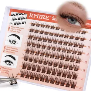 Brown Lash Clusters Natural Look Self Adhesive Eyelashes Wispy Press on Lashes Clusters Reusable Self Adhesive Lash Clusters 8-14MM Short Brown Eyelash Clusters No Glue Eyelashes Easy to Apply