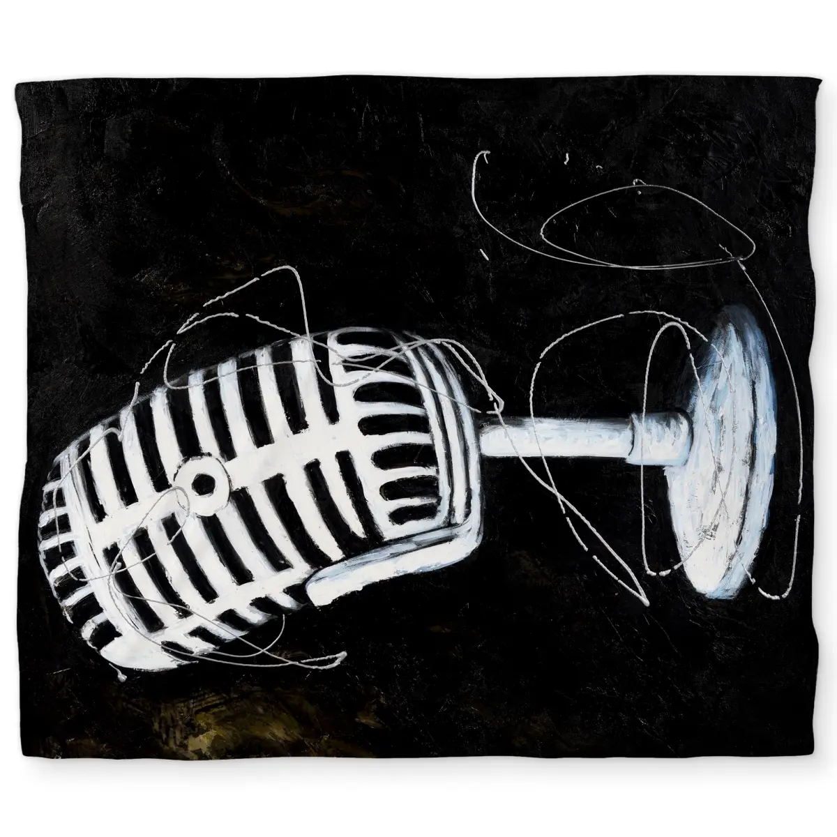 360 Stand King Size Duvet Cover, Soft Microfiber Bedding Linen with Modern Artistic Microphone & Contemporary Art Instrument Print, Machine Washable (Textiles & Soft Furnishings), Graphic Duvet Covers, Microfiber Duvet Covers