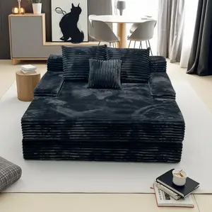 Orienflex-Boneless Chaise Lounge Chair Indoor, Moudular Sectional Double Couch with Deep Seat, No Assembly Required, Modern Comfy Sleep Sofa Bed for Movie Reading Yoga for Living Room cob