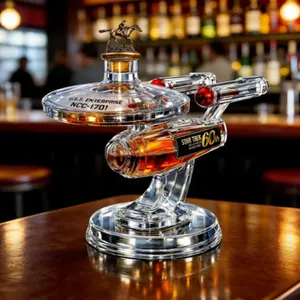 Premium Airtight Glass Spaceship Decanter, Whiskey & Wine Bottle, Unique Design, Perfect for Serving Beverages, Durable Material