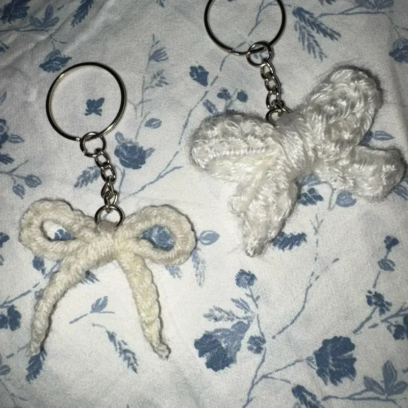 Crochet Coquette Bow Keychain  Handmade Charm | Big Bow & Small Bow Options
