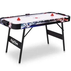 54'' Foldable Air Powered Hockey Table, Indoor Hockey Table Sports Gaming Set with LED Scoring System, 2 Pucks & 2 Pushers, Safety Lock, Arcade Gaming Set for Game Room Family Home, Easy Assembly