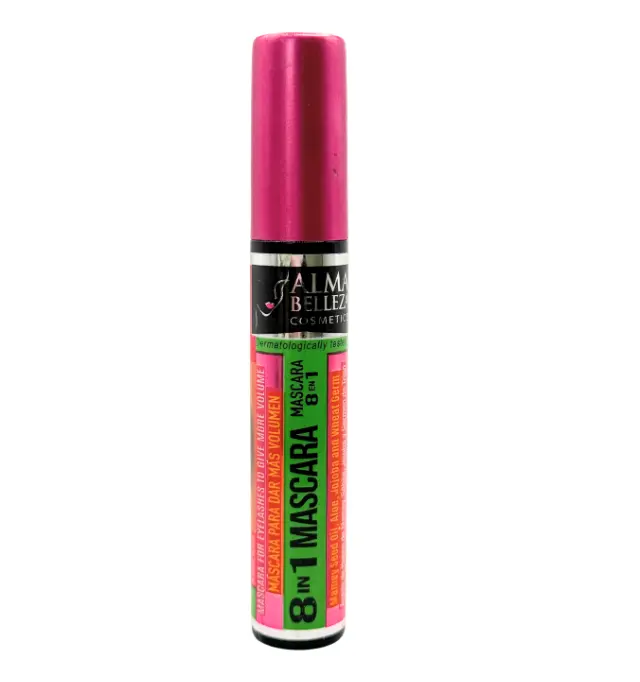 Alma Belleza 8-in-1 Voluminous & Lengthening Mascara with Mamey Seed Oil, Aloe, Jojoba Oil, Beeswax - Waterproof, Nourishing Longwear Cosmetic for Adults, Black, 10ml, Voluminous Mascara, Long-Wear, Single Item, None, Natural Oils