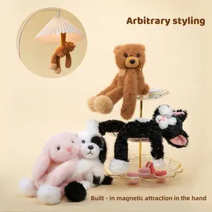 Magnetic Plush Toys Set, Includes Cuddly Teddy Bear, Bunny, Rabbit, Cat & Dog, Safe Hidden Magnets for Hugging, Ideal Gift for Kids
