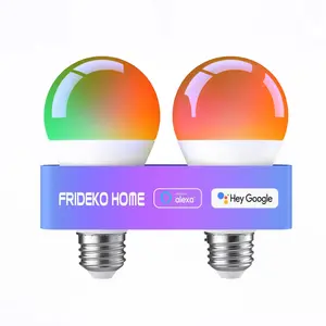 FRIDEKO HOME LED Smart Light Bulbs A19 E26 RGBTW 800LM Wi-Fi & Bluetooth Compatible with Alexa Google Assistant 2 Pack Color Changing Dimmable 16 Million Colors 2700K-6500K Adjustable White Tones