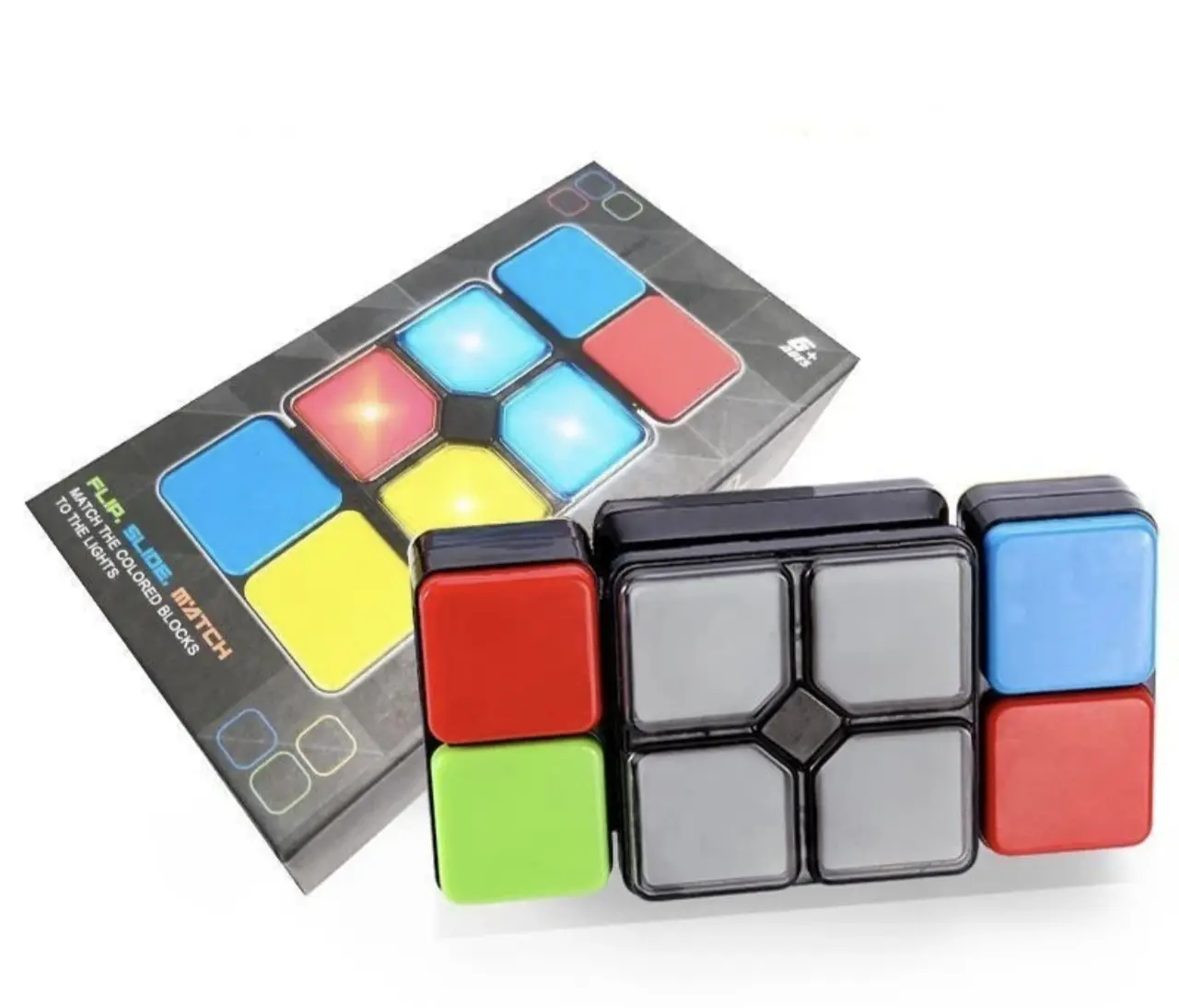 4-in-1 Electronic Flip Slide Game - Challenge Puzzle, Brain Teaser & Logic Puzzles, Portable Logical Console, Memory Training & Observation Toy for Ages 6+ & All Ages, Stress Relief Toy for Family, Brain Teaser Puzzles, Challenge Puzzle Game