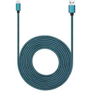 USB Type C  15ft with 3A Fast , Ultra Long and Extremely Durable Nylon Braided USB C Charger Cord for Galaxy S10/S9/S8/ Pixel/// and More (Blue)