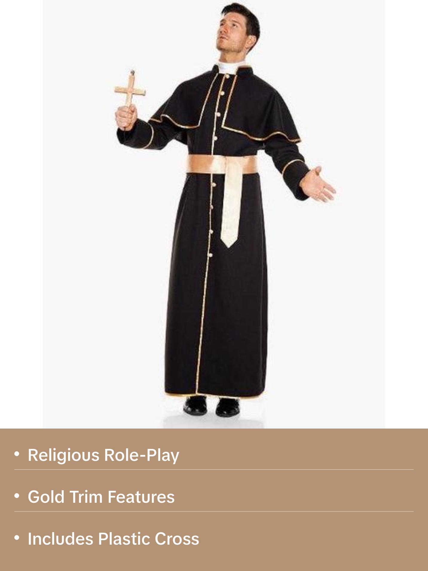 Priest - Religious - Black/Gold - Deluxe Costume - Adult - 2 Sizes