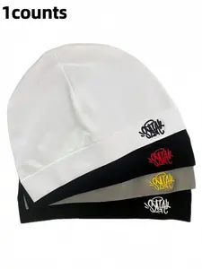 Unisex Embroidered Design Beanies, Breathable Elastic Material Hat for Outdoor Running, Fashion Casual Premium Quality Hat, Snug Fit, Sporty Appearance, All Seasons