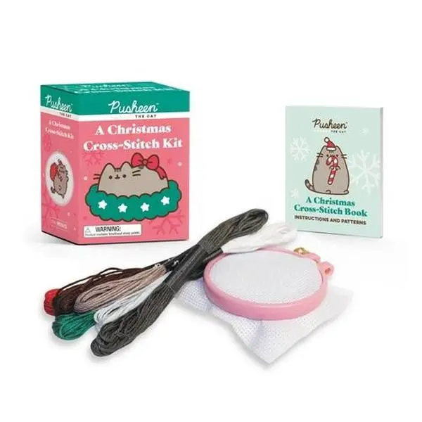 Pusheen Christmas Cross-Stitch Kit Book with Embroidery Thread - Claire Belton, Paperback