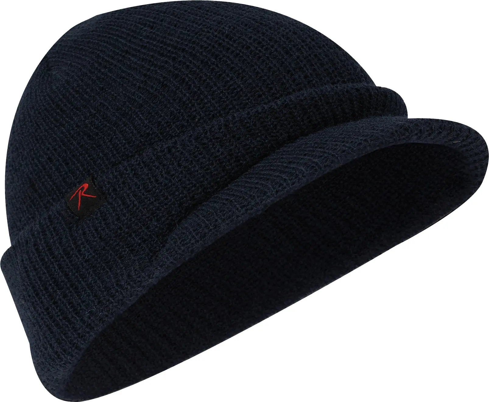 Men's 100% Wool Navy Blue Double-Layered Visor Beanie Hat - Durable Rothco Jeep Watch Cap with Brim, Adjustable, Daily Warmth, Outdoor Protection, Biking/Camping/Casual Use, One Size