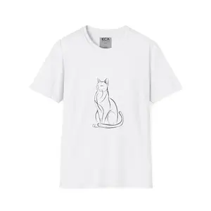 Men's cat graphic design Graphic T-Shirt - Short Sleeve Crew Neck Regular Fit Casual Wear | Soft & Breathable Fabric, Durable Print, Everyday Comfort, Machine Washable, minimalist line art casual wear with animal print
