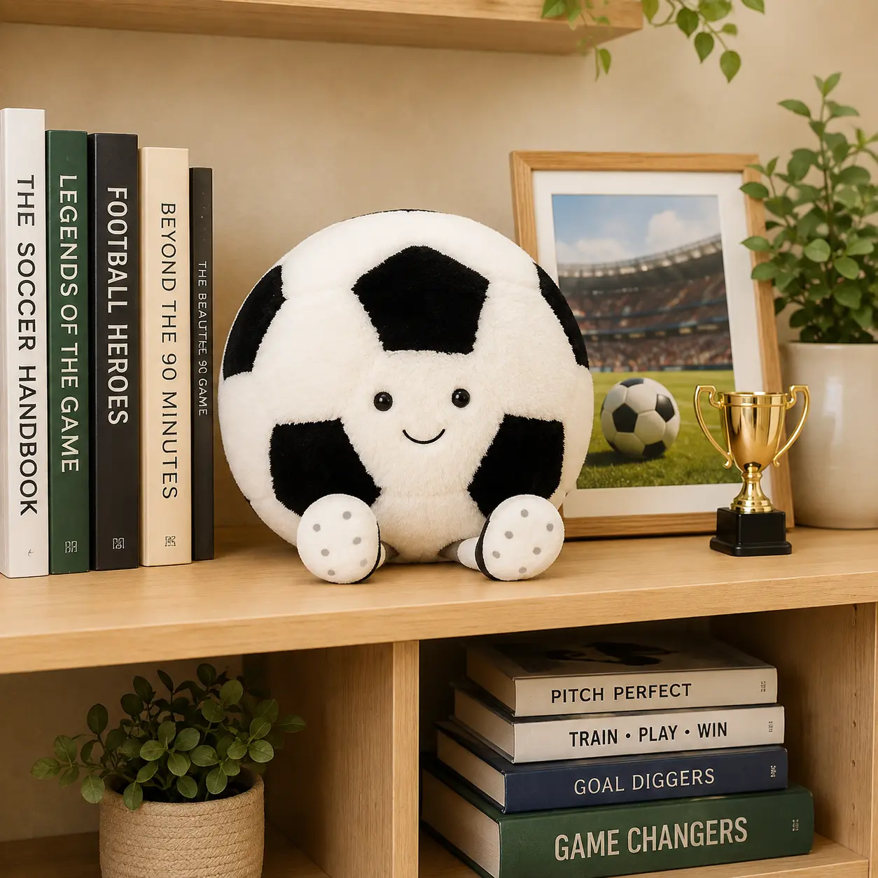 Jellycat Soccer Ball Plush – Cute Black & White Soccer Stuffed Toy, Soft Sports Plush, Gift for Soccer Players & Fans
