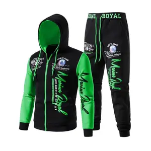 2psc Men's Hiphop Outfit, Letter Print Long Sleeve Full-Zip Casual Jacket And Loose Jogger Pants, Sweat Suits Tracksuit Set Acticve Sports Suit For Men