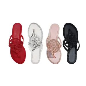 Women's diamond flip flops Fashionable Brown Plain Color Slide Sandals - Casual Comfortable Flat Sandals, Lightweight Breathable Shoes for Daily Wear, Girl