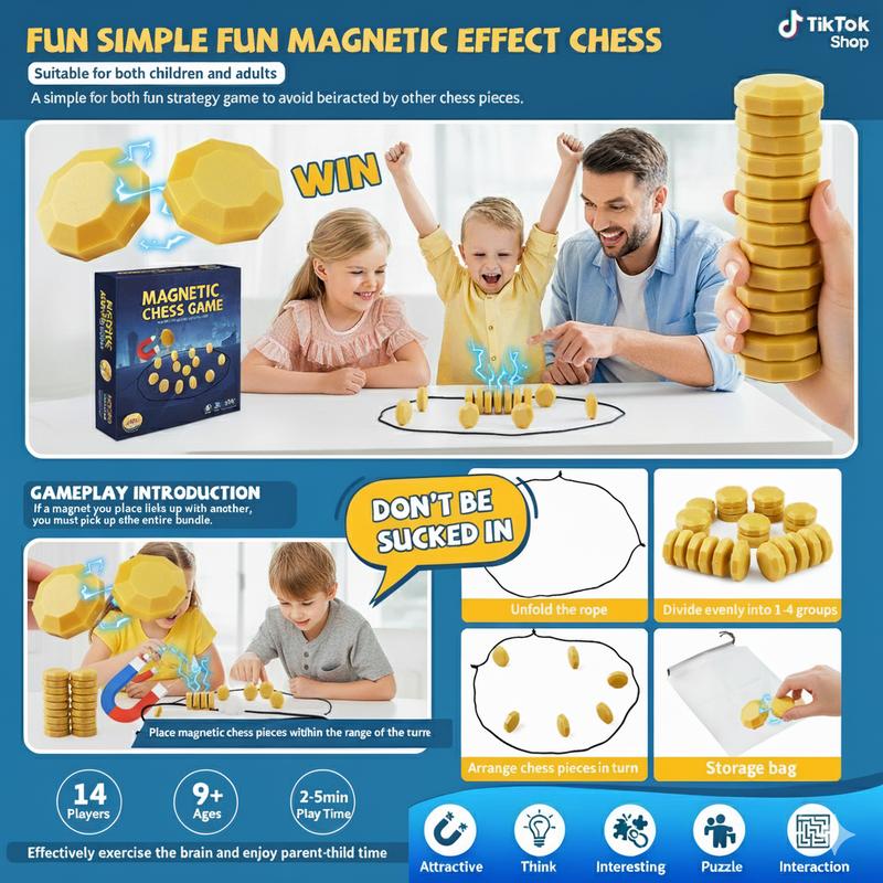 Exciting Table Game for Kids and Adults – Fun 2 Player Family Party Board Game Night Toy with Rope