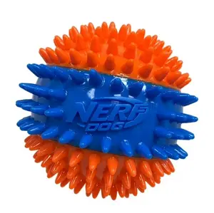 Nerf Dog Squeaky Dental Spike Ball Dog Toy, Orange/Blue, 2.7 inch