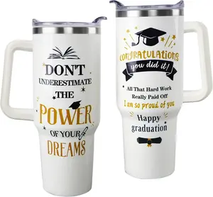 Graduation Gifts, 40 oz Graduation Tumbler with Handle and Straw, College/High Class of 2025 Gifts for Her Him with Encourage Quotes Insulated Water Bottle, Meaningful Graduate Gift for Grads. 40 OZ Stainless Steel Tumbler