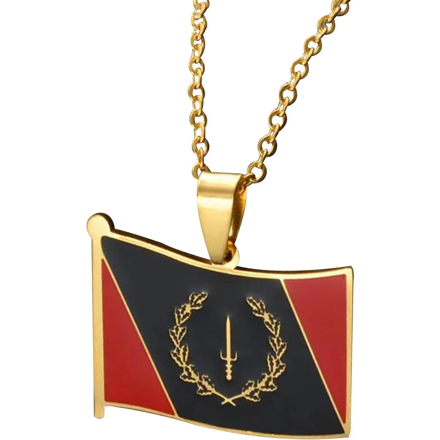 African American Flag Pendant Necklace, Ethnic Heritage Jewelry for Men and Women, Durable Metal for Casual Daily Wear