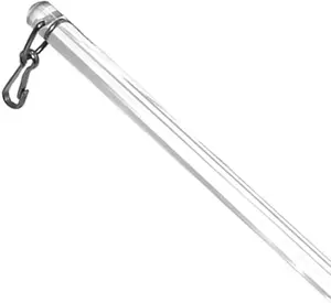 Castellanos Fiberglass Drapery Baton Wand with Stainless Steel Snap Hook (36 Inch ), Clear
