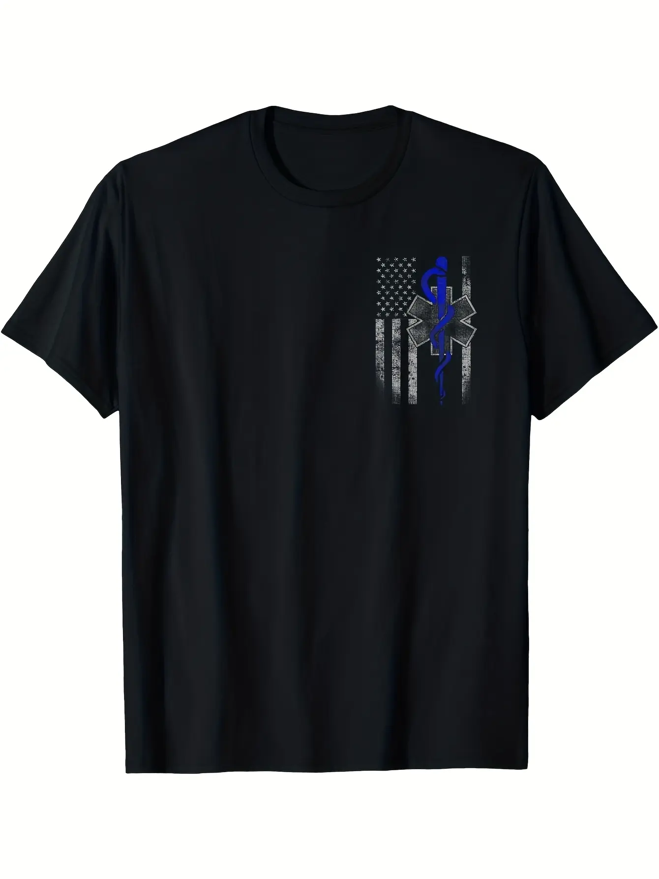 EMT First Responder Flag T-Shirt - Unisex Design f unisex soft cotton short sleeve t shirt, vintage graphic casual tee for men women teens, perfect birthday holiday gift for camping travel gym daily street  wear