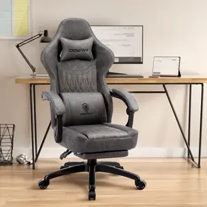Dowinx Gaming Chair Breathable PU Leather Gamer Chair, Ergonomic Computer Chair with Massage Lumbar Support and Footrest
