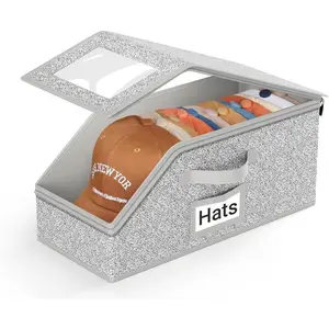 Stackable Baseball Cap Storage Box – Holds Up to 24 Hats, Large Capacity Durable Foldable Cardboard Organizer, Hat & Toy Storage Solution for Bedroom Closet, Dustproof & Space Saving, Versatile Home Organizer, Easy Assembly No Tools