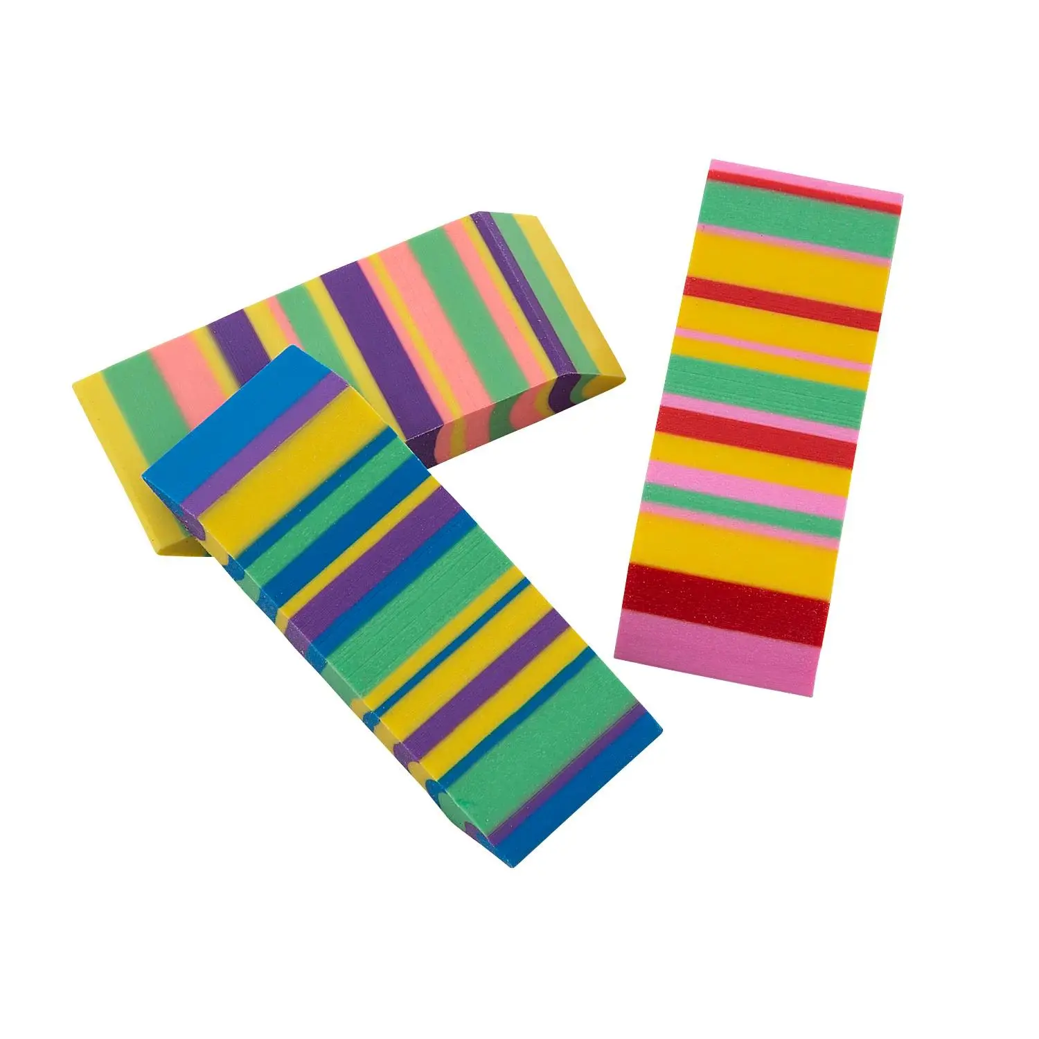 2" Classic Bright Swirl Beveled Rubber Erasers - 24 Pc.