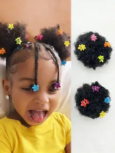 New Style Small Explosion Dual Ball Bun Hair Tie, African Baby Ponytail Hair Accessory, Curly Hair Band