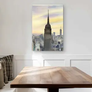 Begin Home Decor C1MP2030UMH4S4 20 x 30 in. Sunset Over York City - Gray Bridge Metal Print Wall Art for