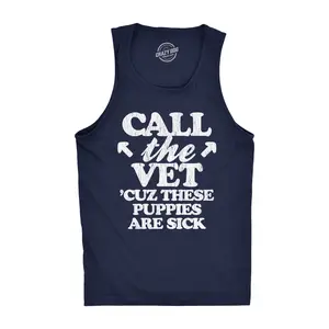 Mens Fitness Tank Call The Vet Cuz These Puppies Are Sick Tanktop Funny Guns Muscles Shirt Funny Workout Shirt for Men with Plus Sizes Dog Tank Top for Men Funny Fitness Sleeveless Tee Novelty Tank Tops for Navy