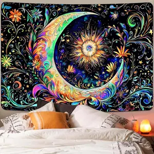 Mandala Tapestry Moon Sun Tapestry Bohemian Tapestry Aesthetic Boho Tapestry Wall Hanging for Bedroom(59.1 x 82.7 inches)