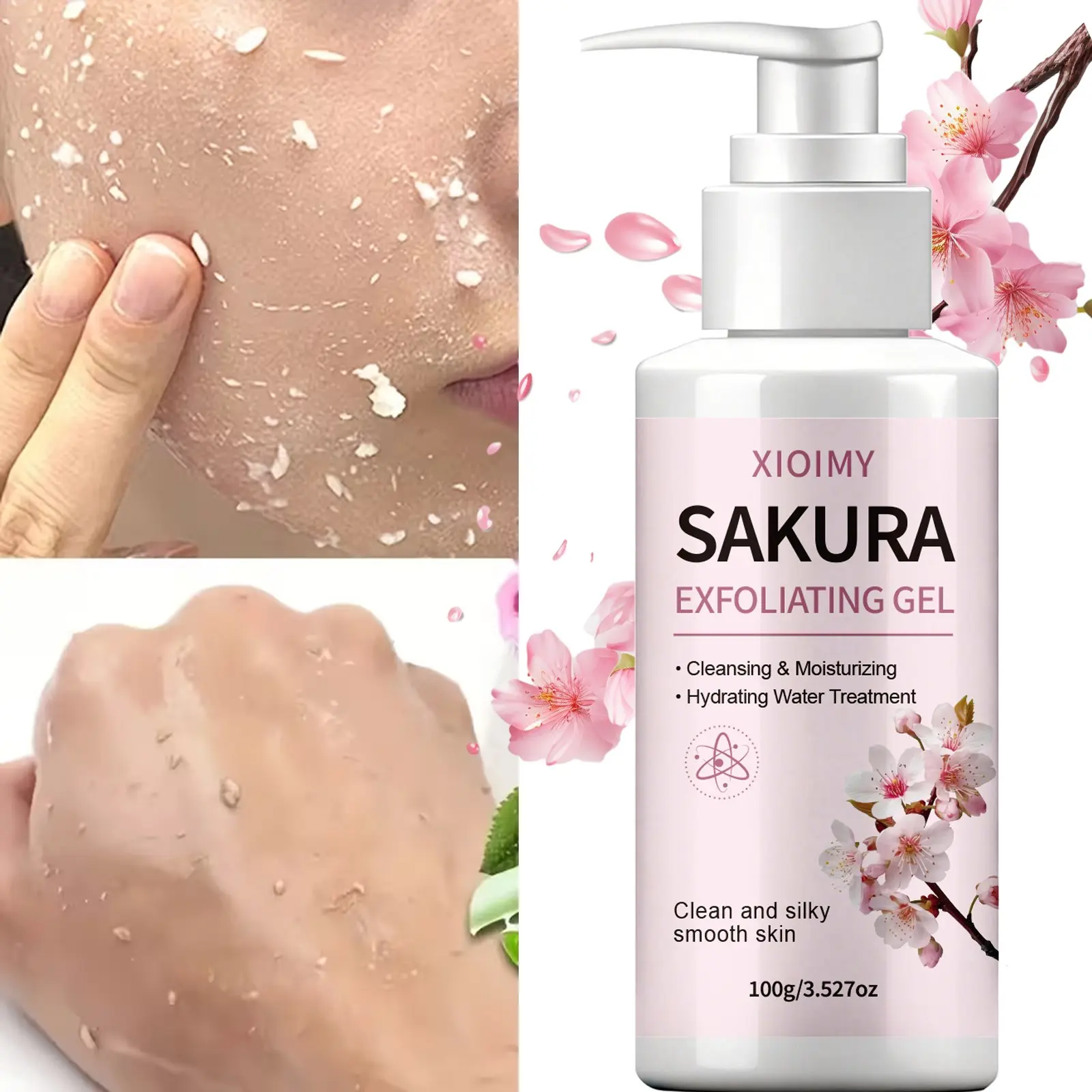 100g Cherry Blossom Exfoliating Cleansing Gel, Gentle Gel Cleanser, Gentle Face Cleanser, Facial Cleansing, Gentle Skincare for Sensitive Skin, Deep Cleanse Without Oiliness, Suitable for All Skin Types, Smooth
