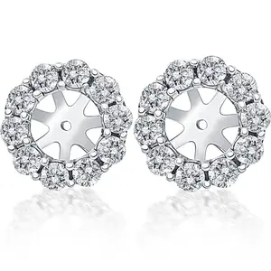 14K White Gold 1 1/2 Ct. Diamond Studs Earring Jackets (9mm) Lab Grown