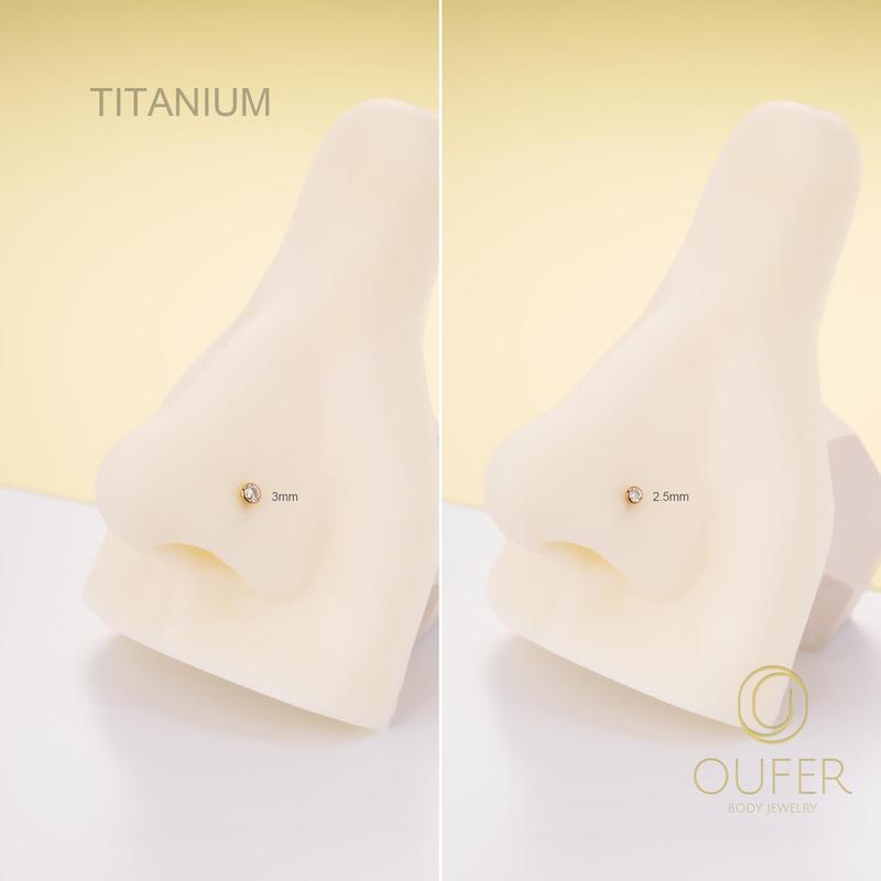 Oufer 16G Titanium Tiny Bezel CZ Threadless Push Pin Flat Back Helix Tragus Lobe Cartilage Earing