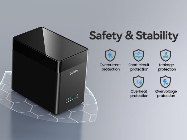 ORICO 5 Bay Hard Drive Enclosure USB C/A to SATA Magnetic Tool-Free External HDD Docking Station Case with 12V/6.5A Power Adapter for Family Storage Supports 2.5/3.5 inch Drives Max 110TB (5x22TB) - DS500, Linux, Usb 3.0, Independent Bracket, Transfer Spe