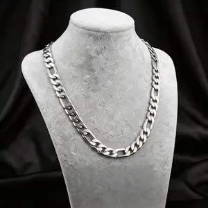 COOL FIGARO CHAIN 925 Sterling silver plated Necklace 6MM-8MM-10MM Women and Mens Figaro Chain Necklace ,Hip Hop Streetwear,Minimalist Layering Jewelry, Hypoallergenic & Tarnish-Resistant, Durable Hip Hop Jewelry for Daily Wear