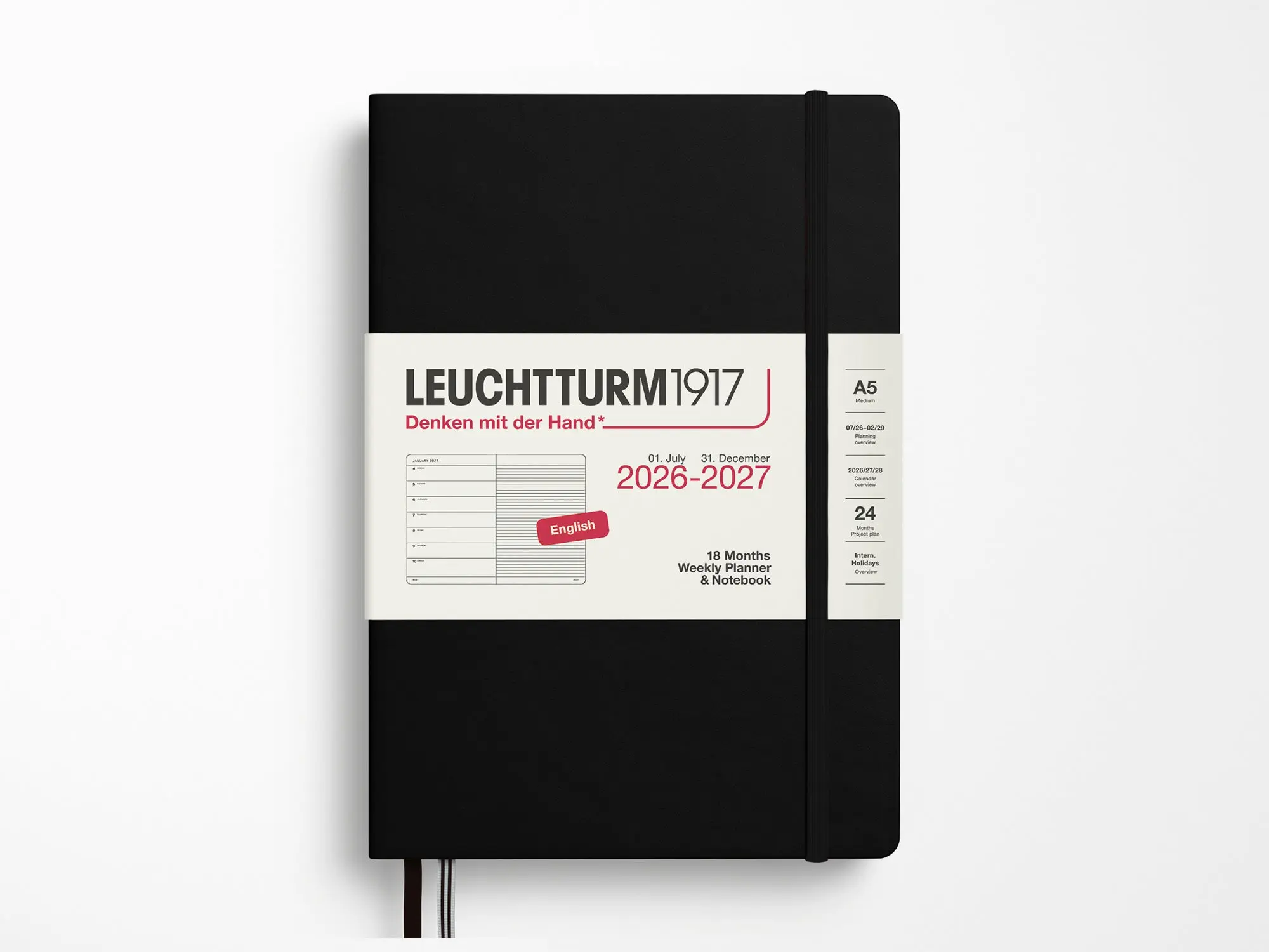 2026-2027 Leuchtturm 1917 18 Month Weekly Planner & Notebook - Black