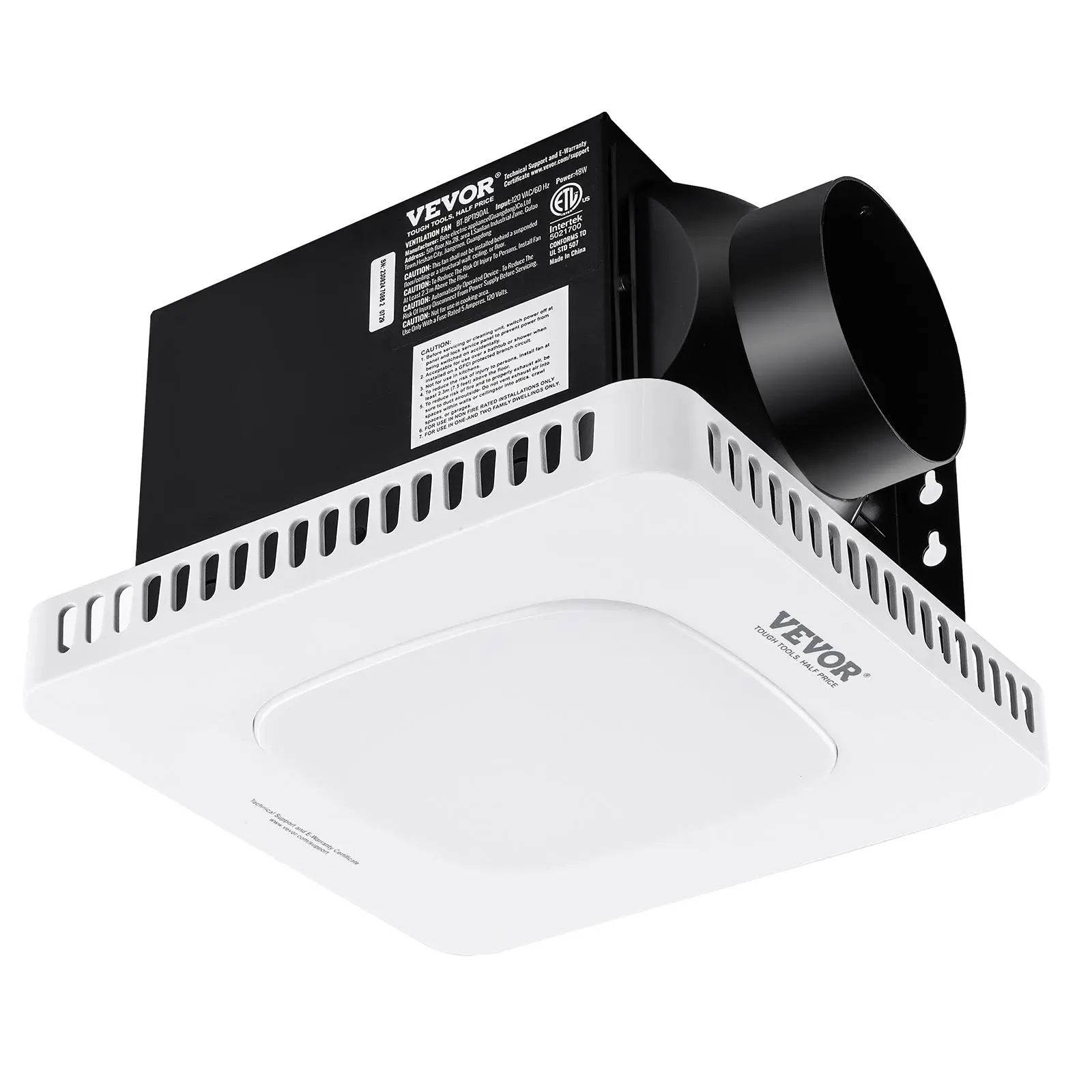 【summerfinds】VEVOR Lightweight Ceiling-Mount Bathroom Exhaust Fan, 80 CFM High Airflow, 1.5 Sones Low-Noise All-Copper Motor, Adjustable, LED Lighting, Energy-Saving, No Attic Access Required