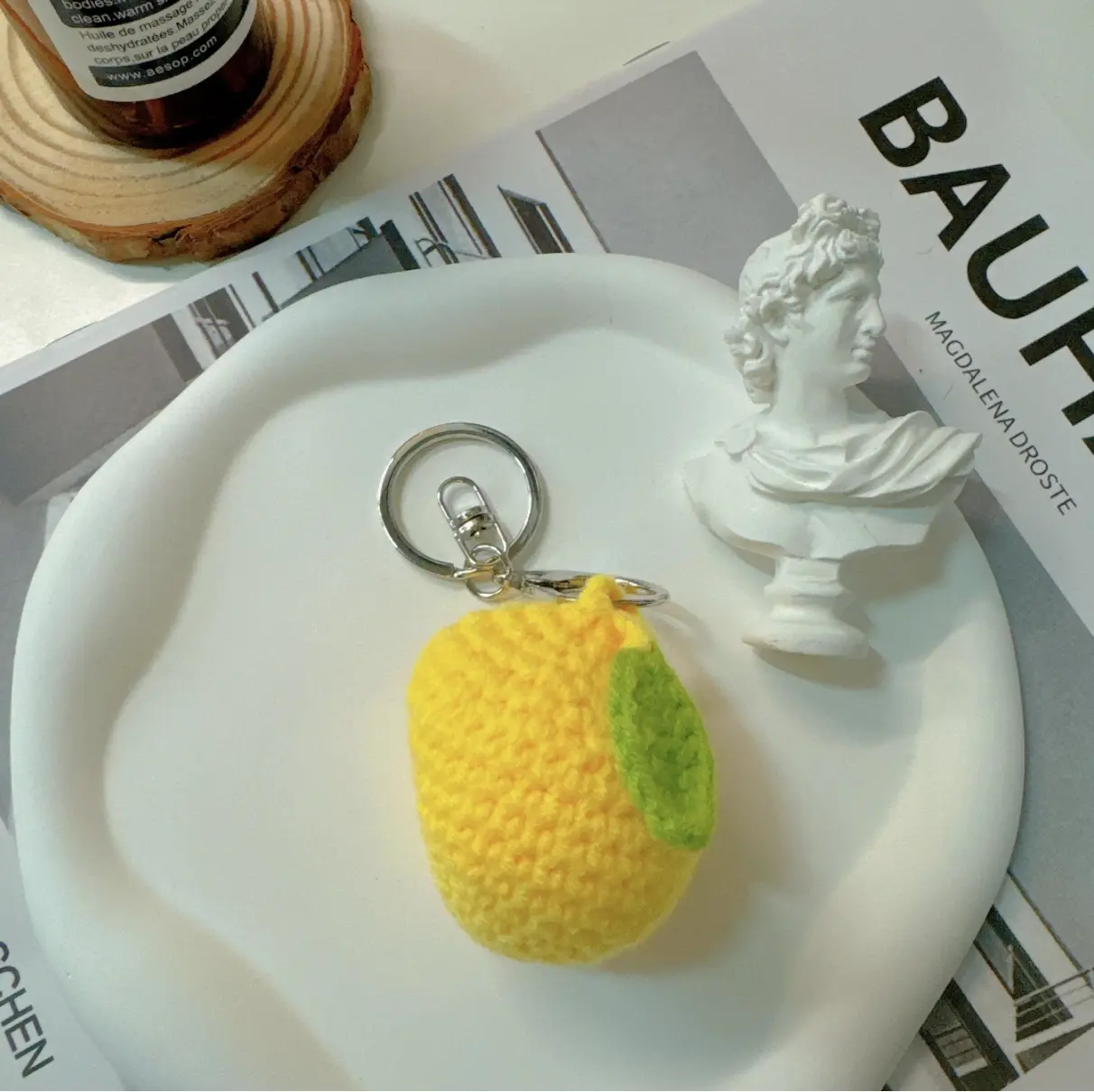Crochet Fruit Keychain - Mango Handmade Gift with Intricate Crocheted Design, High-Quality Materials, Perfect for Everyday Essentials