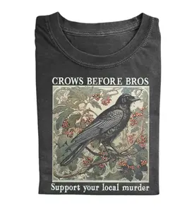 The Crows Before Bros Support your Local Murder Vintage T-Shirt, Crew Neck, Menswear Top, Womenswear Top Underwear Streetwear