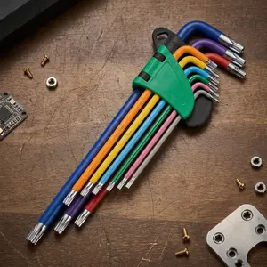 9-Piece Extended Anti-Slip Hex Key Set (1.5-10mm) - Chrome Vanadium Steel Allen Wrench Kit for Bike Repair, Machinery Adjustment, Furniture Assembly - S2 Alloy, Corrosion-Resistant, Compact Design for Tight Spaces, Durable Multi-Purpose Tool Kit