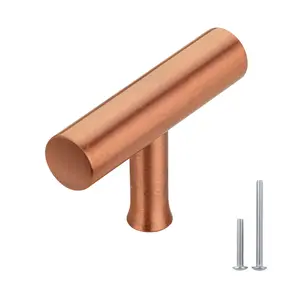 Akicon Copper Kitchen T Bar Cabinet Pulls 100% Solid Brass Drawer Knob