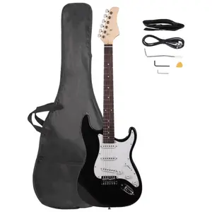 Ktaxon 39 Inch Electric Guitar, Full-Size Beginner Solid Body Electric Guitar Kit with Gig Bag, Strap, Tremolo Bar, Cable & Picks(Black/White/Red/Sunset/Blue/Sunset Red)