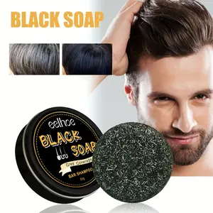 Black Soap for Concealing Gray Hair,Deeply Cleanse And Nourish The Scalp,Darkening Shampoo Bar,Soap for Reversing Gray Hair, Leaving Your Hair Shiny And Healthy,Compressed Soap Bar for Men'S Gray Coverage