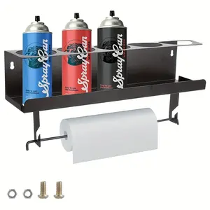 1pc, Wall-Mounted Aerosol Spray Can Holder, Heavy-Duty Garage Paper Towel Rack, 5 Aerosol Can Storage for Garages and Repair Shops, Organiser
