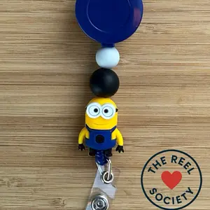 Minion Badge Reel: Beaded Retractable ID Holder - Fun Work Accessory