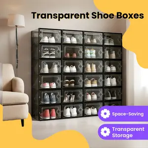 multi-piece transparent shoe box, wardrobe land-saving plastic shoes sorting storage box, Clear Shoe Storage