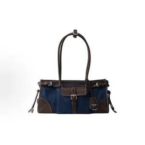 Pre-owned PRADA Bonnie medium color blocked leather C/canvas p216853690